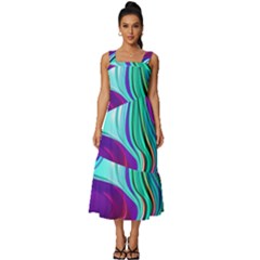 Fluid Background Square Neckline Tiered Midi Dress by GardenOfOphir