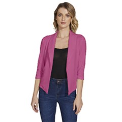 Bashful Pink	 - 	draped Front 3/4 Sleeve Shawl Collar Jacket by ColorfulWomensWear