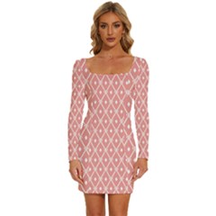 Pattern 11 Long Sleeve Square Neck Bodycon Velvet Dress by GardenOfOphir