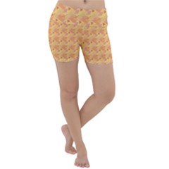 Peach Leafs Lightweight Velour Yoga Shorts by Sparkle