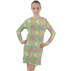 Slugs Pattern Long Sleeve Hoodie Dress by GardenOfOphir