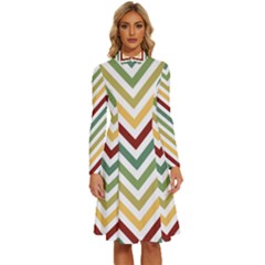 Cevron Long Sleeve Shirt Collar A-line Dress by GardenOfOphir