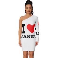 I Love Janet Long Sleeve One Shoulder Mini Dress by ilovewhateva