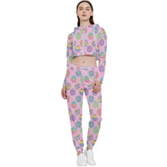 Egg Easter Eggs Pastel Digital Art Cropped Zip Up Lounge Set by Semog4