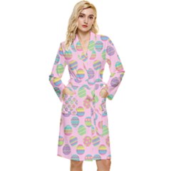 Egg Easter Eggs Pastel Digital Art Long Sleeve Velvet Robe by Semog4