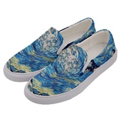 Starry Night Hokusai Vincent Van Gogh The Great Wave Off Kanagawa Men s Canvas Slip Ons by Semog4