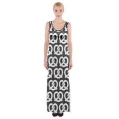 Gray Pretzel Illustrations Pattern Thigh Split Maxi Dress by GardenOfOphir