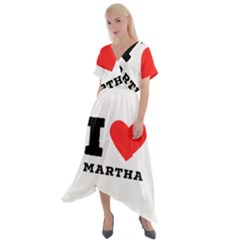 I Love Martha Cross Front Sharkbite Hem Maxi Dress by ilovewhateva
