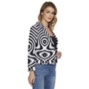 Monochrome Symmetry Abstract Women s Long Sleeve Revers Collar Cropped Jacket View3