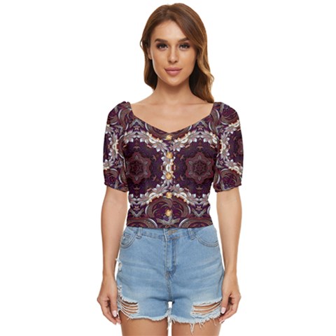 Rosette Kaleidoscope Mosaic Abstract Background Button Up Blouse by Jancukart