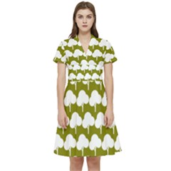 Tree Illustration Gifts Short Sleeve Waist Detail Dress by GardenOfOphir