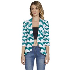 Tree Illustration Gifts Women s 3/4 Sleeve Ruffle Edge Open Front Jacket by GardenOfOphir
