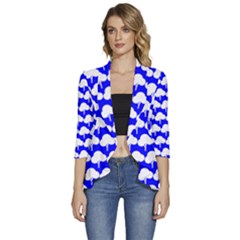 Tree Illustration Gifts Women s 3/4 Sleeve Ruffle Edge Open Front Jacket by GardenOfOphir