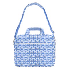 Blue And White Owl Pattern Macbook Pro 16  Shoulder Laptop Bag by GardenOfOphir