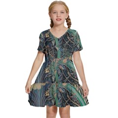 Ai Generated Flower Trees Forest Mystical Forest Kids  Short Sleeve Tiered Mini Dress by Ravend