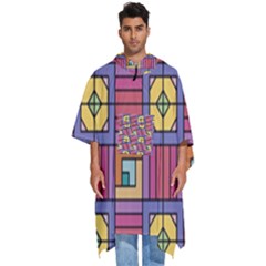 Pattern Geometric Colorful Lines Shapes Men s Hooded Rain Ponchos by Jancukart