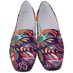 Ornamental Patterns Abstract Flower Pattern Purple Women s Classic Loafer Heels by Jancukart