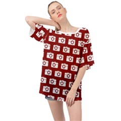 Modern Chic Vector Camera Illustration Pattern Oversized Chiffon Top by GardenOfOphir