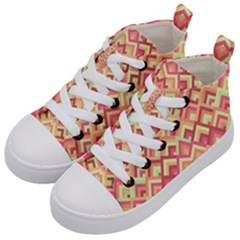 Trendy Chic Modern Chevron Pattern Kids  Mid-top Canvas Sneakers by GardenOfOphir
