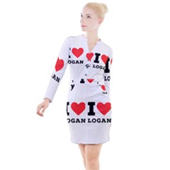 I Love Logan Button Long Sleeve Dress by ilovewhateva