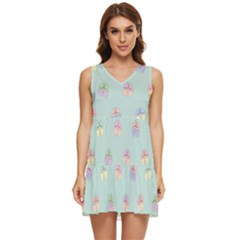 Butterfly-15 Tiered Sleeveless Mini Dress