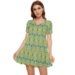 Leaf - 02 Tiered Short Sleeve Babydoll Dress by nateshop