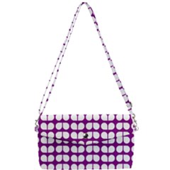 Purple And White Leaf Pattern Removable Strap Clutch Bag by GardenOfOphir