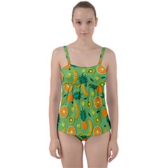 Fruit Tropical Pattern Design Art Twist Front Tankini Set by danenraven