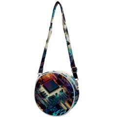 Ai Generated Motherboard City Technology Tech Cpu Crossbody Circle Bag by Jancukart