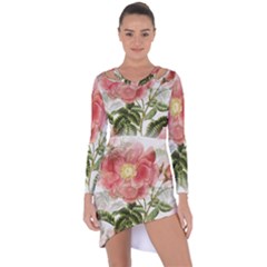 Flowers-102 Asymmetric Cut-out Shift Dress by nateshop