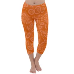 Orange-ellipse Capri Winter Leggings  by nateshop