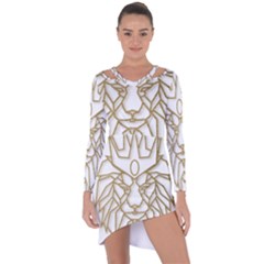 Lion Face Wildlife Crown Asymmetric Cut-out Shift Dress by Semog4