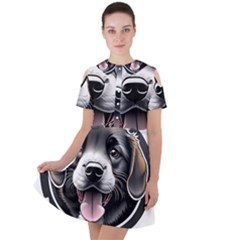 Dog Animal Puppy Pooch Pet Short Sleeve Shoulder Cut Out Dress  by Semog4