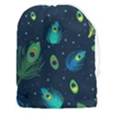 Blue Background Pattern Feather Peacock Drawstring Pouch (3XL) View1