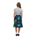 Blue Background Pattern Feather Peacock Kids  Ruffle Flared Wrap Midi Skirt View4