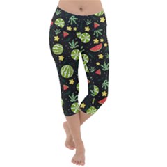 Watermelon Berries Patterns Pattern Lightweight Velour Capri Yoga Leggings by Semog4