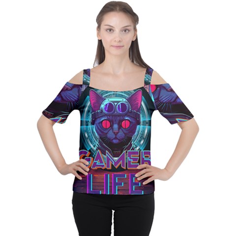 Gamer Life Cutout Shoulder Tee by minxprints