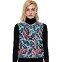 Leaves Leaf Pattern Patterns Colorfu Women s Short Button Up Puffer Vest View1