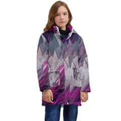 Colorful Artistic Pattern Design Kid s Hooded Longline Puffer Jacket by Semog4