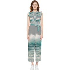 Big Storm Wave Women s Frill Top Chiffon Jumpsuit by Semog4