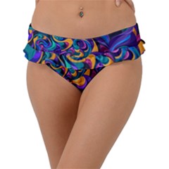 Colorful Waves Abstract Waves Curves Art Abstract Material Material Design Frill Bikini Bottoms by Semog4