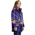 Colorful Waves Abstract Waves Curves Art Abstract Material Material Design Kid s Hooded Longline Puffer Jacket View2