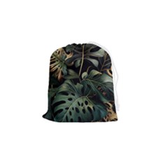 Tropical Leaves Leaf Foliage Monstera Nature Home Drawstring Pouch (small) by Jancukart