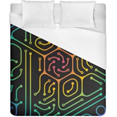 Circuit Hexagonal Geometric Pattern Background Pattern Duvet Cover (california King Size) by Jancukart