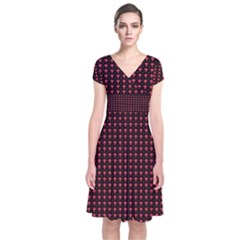 Arrow Pentagon Desktop Wallpaper Geometric Pattern Short Sleeve Front Wrap Dress by Jancukart
