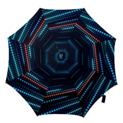 Orange Blue Dot Dots Lines Abstract Abstract Digital Art Hook Handle Umbrellas (small) by Jancukart