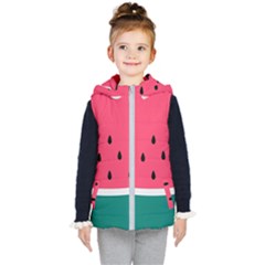 Watermelon Fruit Pattern Kids  Hooded Puffer Vest by Semog4