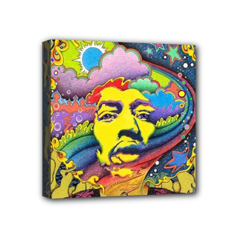 Psychedelic Rock Jimi Hendrix Mini Canvas 4  X 4  (stretched) by Semog4
