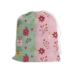 Flat Christmas Pattern Collection Drawstring Pouch (xl) by Semog4