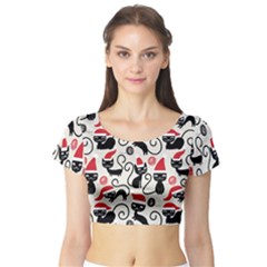 Cute Christmas Seamless Pattern Vector Short Sleeve Crop Top by Semog4